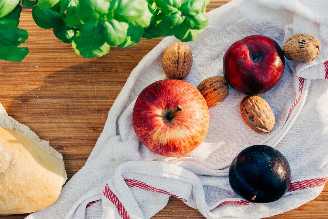 Autumn Czech seasonal ingredients on wooden table
